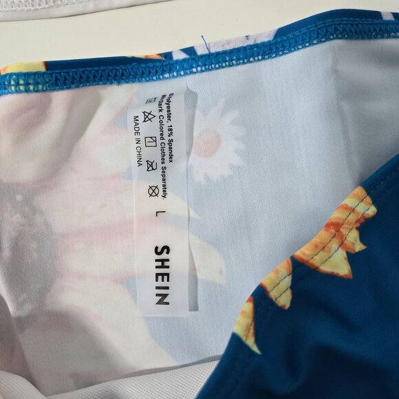 Shein Striped and Sunflower Print Bikini Set - Size Large - Picture 4 of 11